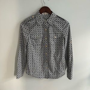 Tory Burch button down shirt with a print, size 2, never worn.